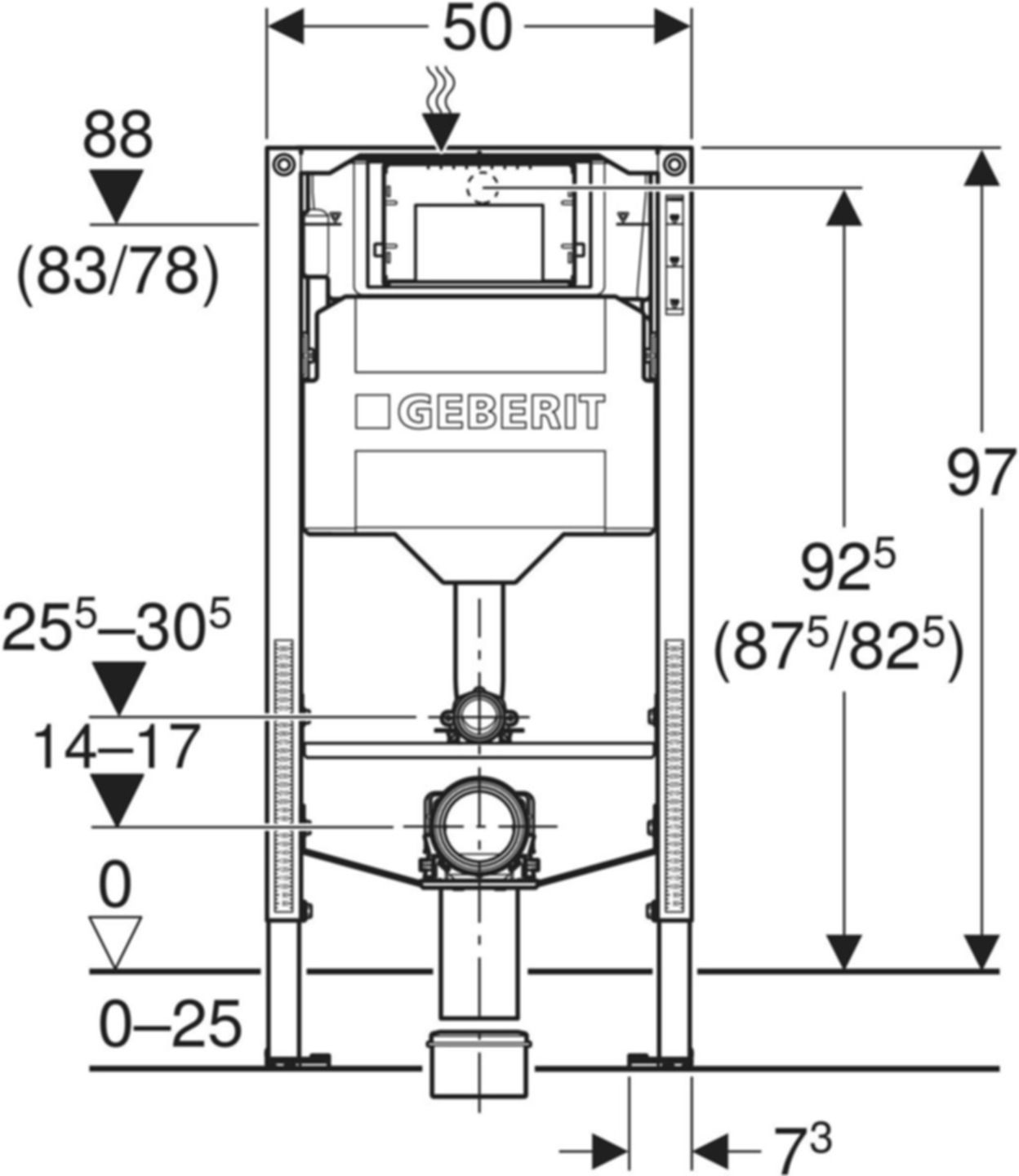 Stand-WC-Element Sigma 111.922.00.6 Typ 97, Betätigung von vorne, für Kinder - Geberit-Duofix