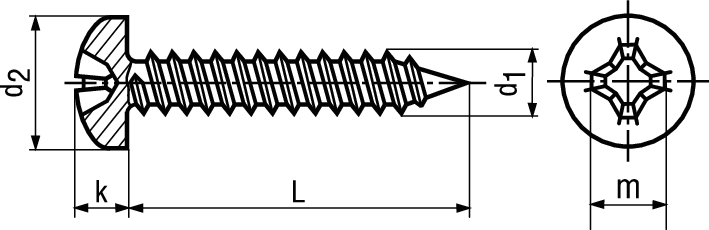 Linsen-Blechschr Phil+Spitze A2 BN695 DIN7981C 4,2x19 - Bossard Schrauben
