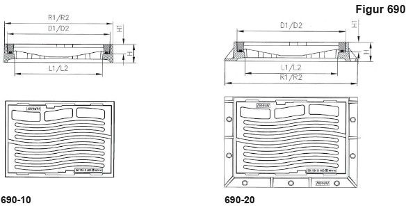 Fig.690-20 Guss D400 Neopren-Einlage, breiter Schlitz - Schachtabdeckungen BGS