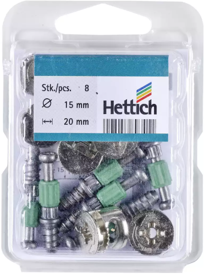 Hettich Verbindungsbeschlägeset Rastex 15 Zinkdruckguss, verzinkt, 20mm, à 8 Stk - Diverse Möbelbeschläge und Zubehör