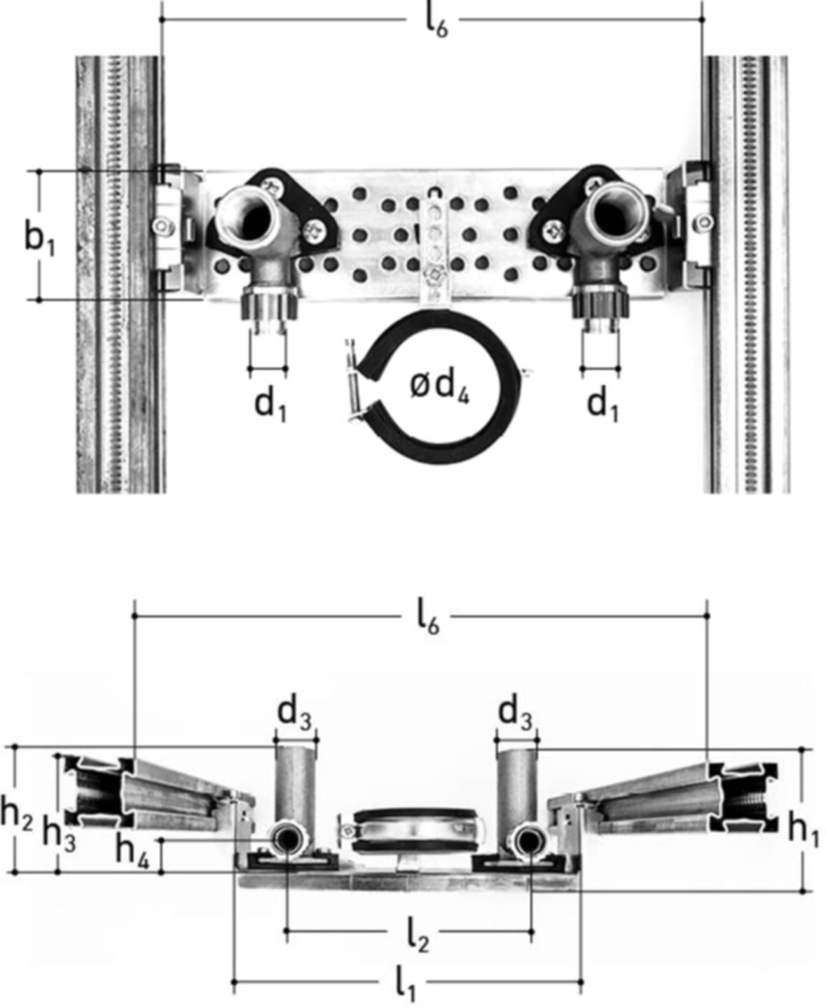 Armaturenplatte für GIS Profil Waschtisch-Set 1/2" x 16mm 5458.025 - JRG Sanipex-Rohre und Formstücke