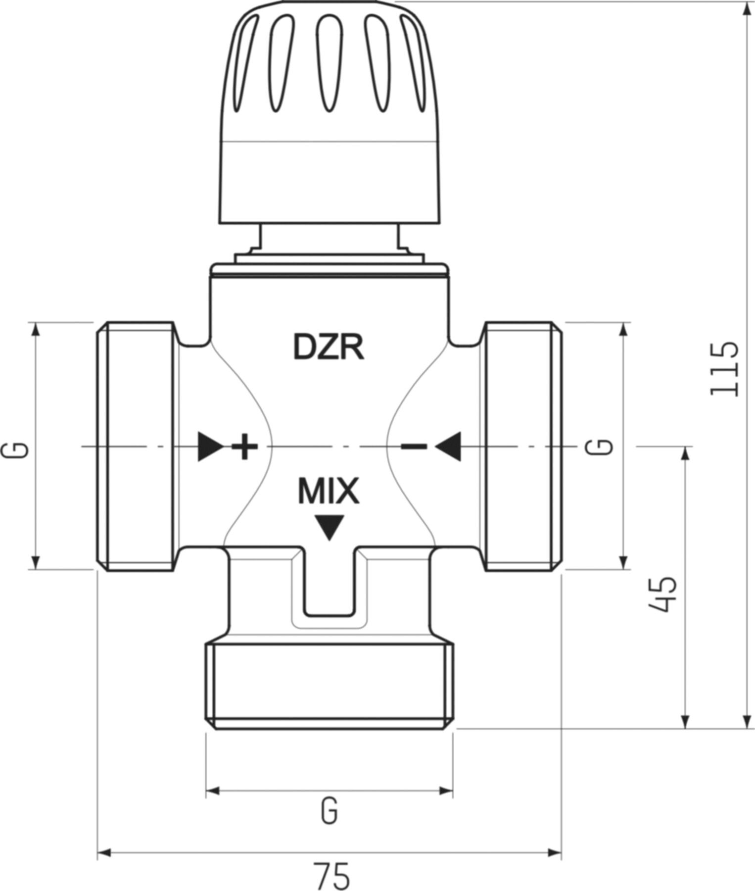 Mischventil MT 52 DN 20 1" 252.6003.104 30-70°C - Taconova
