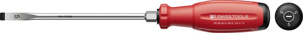 PB Schraubenzieher, SwissGrip Evo, Schlitz , m. 6 PB 38100,  Gr. 5, L=160mm - Schraubenzieher