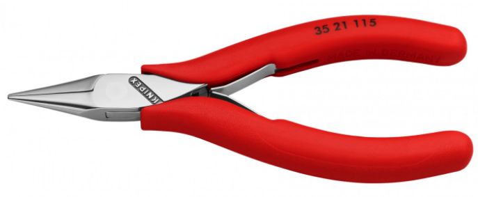 KNIPEX Elektronikzange, flach-rund, pol. 3521, L= 115mm, PVC-Griffhülle - Zangen, Schneiden