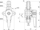 Durchgangshahn mit B-flansch 3/8"- 6mm SO PV O8E01-6-3/8 F (SO 07810) - Serto-Programm M/G
