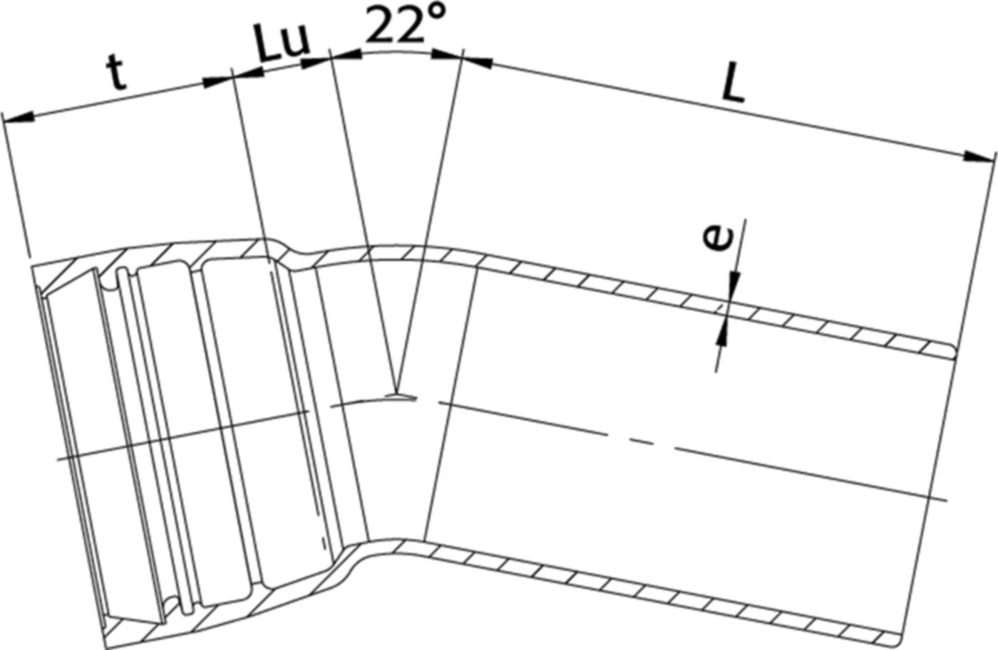 STM-Bogen 1M Novo-Sit MK 22° DN 150 - WILD Steckmuffenformstücke