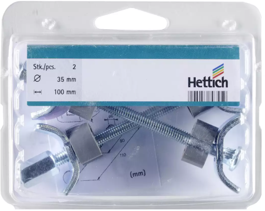 Hettich Plattenverbinder verzinkt, 100 x 20mm, Spannbereich 96-110mm, à 2 S - Diverse Möbelbeschläge und Zubehör