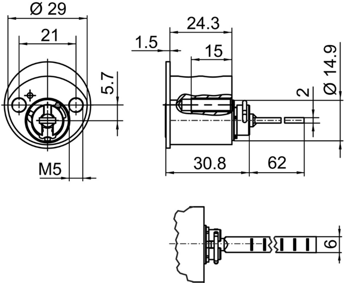 KABA 20 Aussenzylinder Typ M1007B 30-80mm, exentrisch, mit 5 Schlüsseln - Kaba 20, Lagerprodukt
