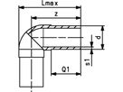 Winkel 90° PE100 S5 PN 16 d 110mm 753 101 014 - PE100 Stutzenformstücke langschenklig