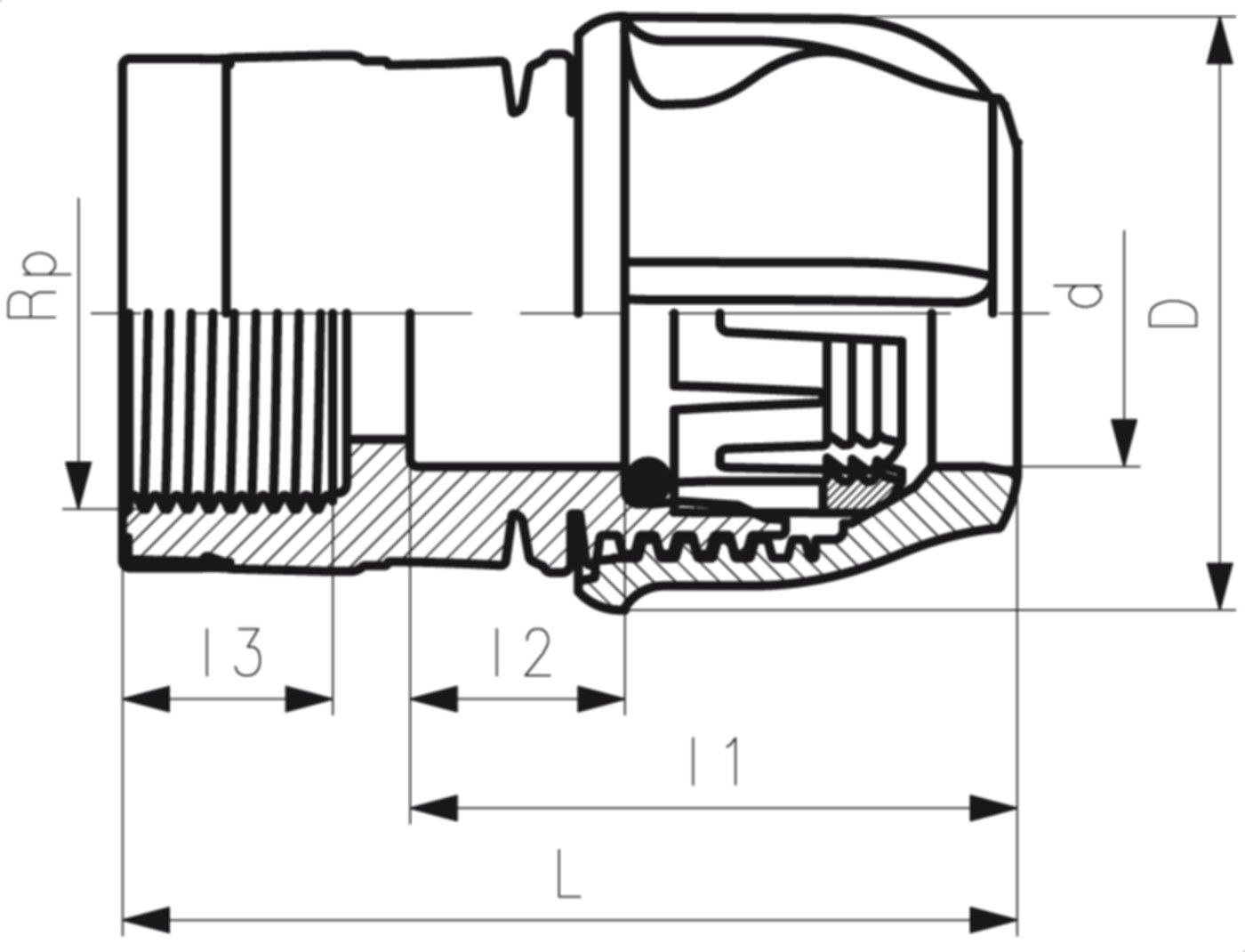 Übergangkupplung mit Innengewinde d 25mm - 3/4" 158 400 091 - GF iJoint-Klemmverbinder