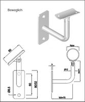 Geschw. Wandkonsole eck. vert. bewegl. HI. 33.7 mm Stab 12 mm geschl. 1.4301 - INOXTECH-Handlauf-/Geländer-System