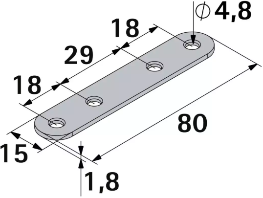 Hettich Verbindungsblech weiss, 80 x 15mm - Diverse Möbelbeschläge und Zubehör