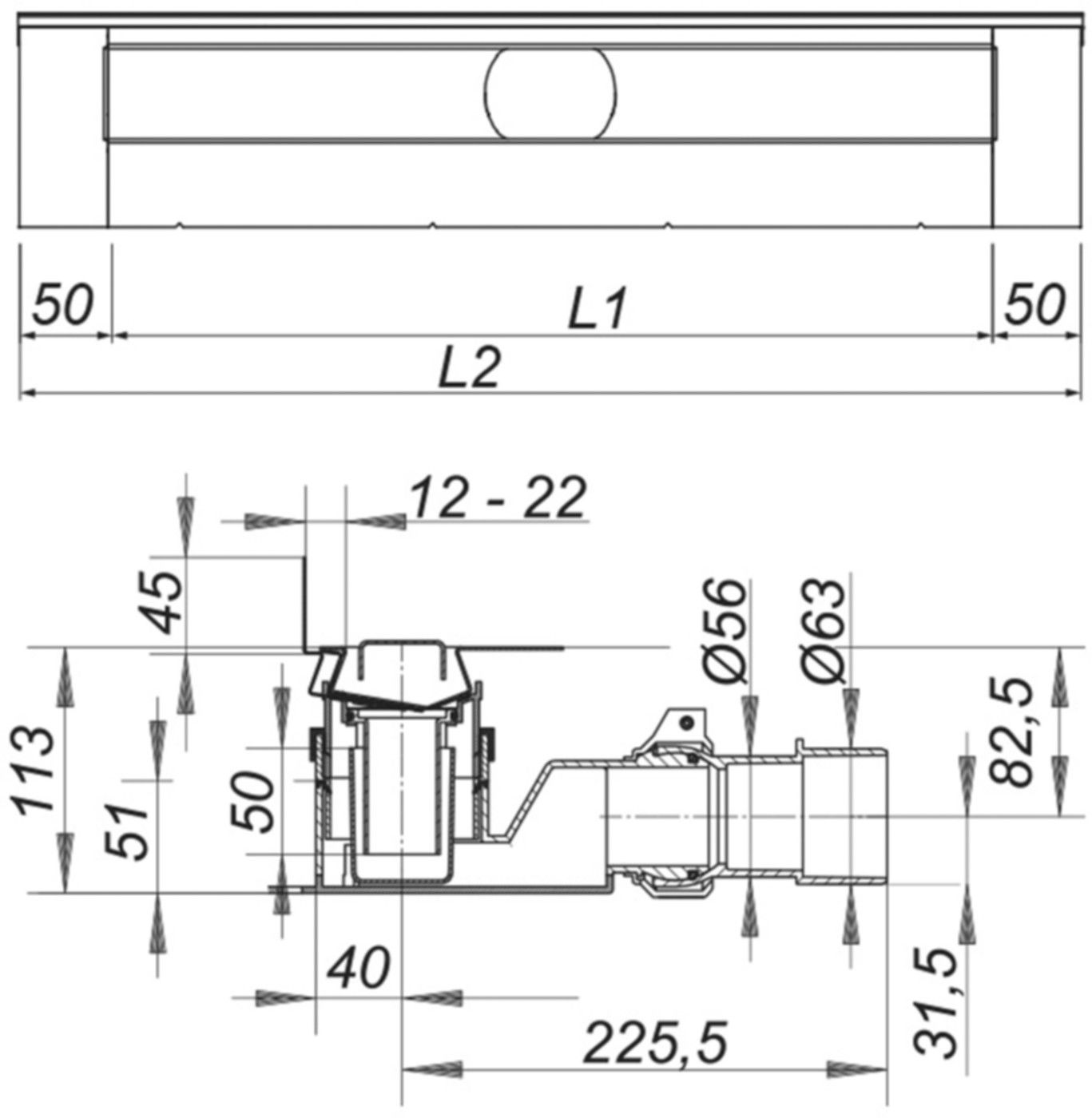 Duschrinnen komplett Aqua SwissLine Flex 900mm Aufkantung hinten 6-AD1090-H4 - SCHACO Entwässerungstechnik