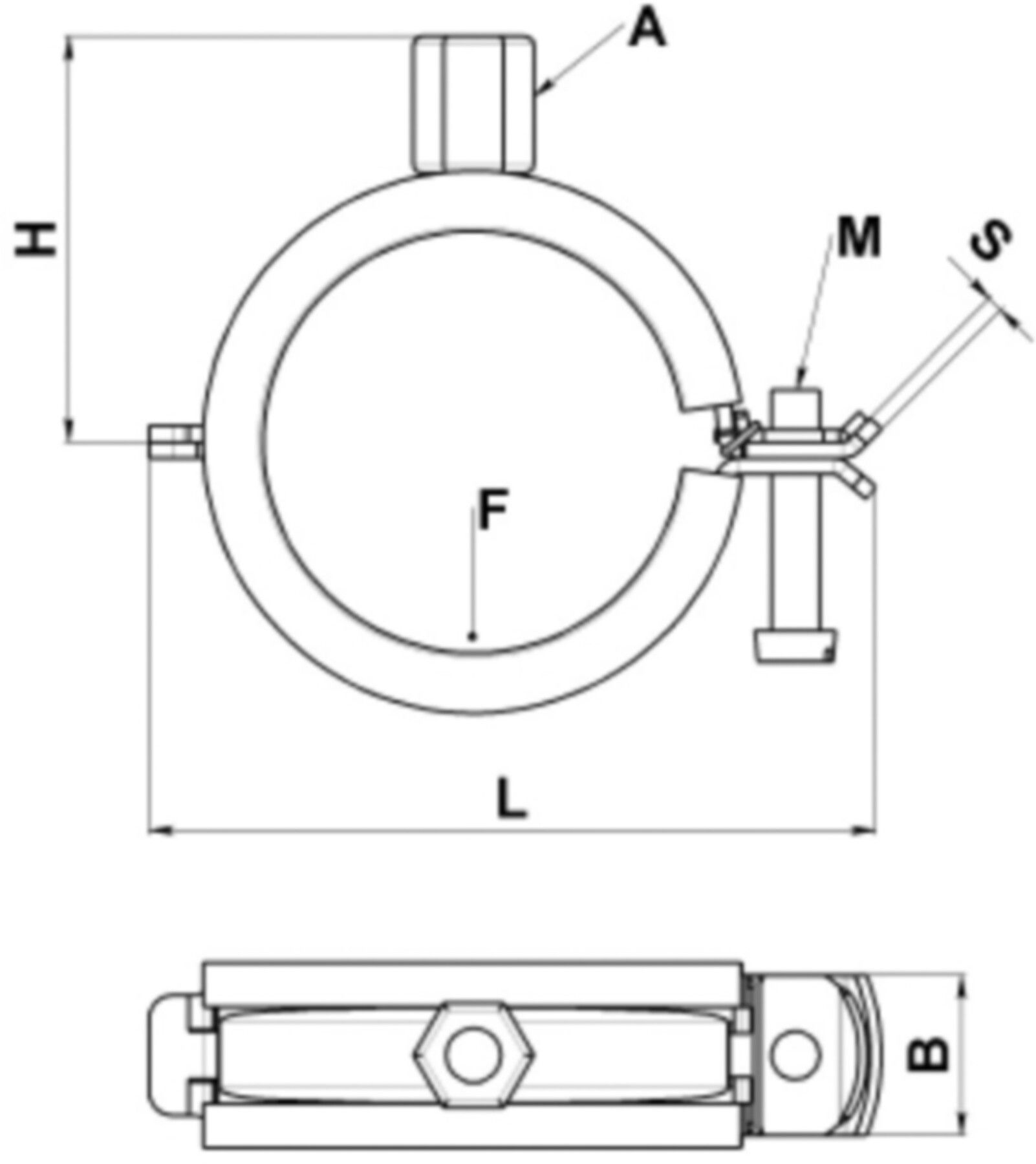 Leichtrohrschelle 1" 32 - 37mm 51.304 mit Gummi und Muffe M8/M10 - Schänis-Rohrschellen