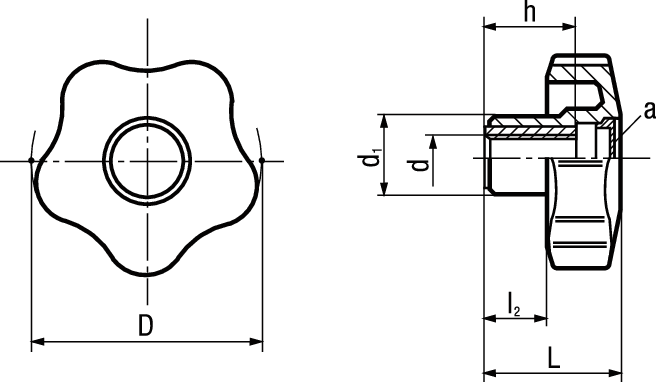 Sterngriffe Elesa® VCT. BN14133 69844VCT.32B-M6 - Bossard Schrauben