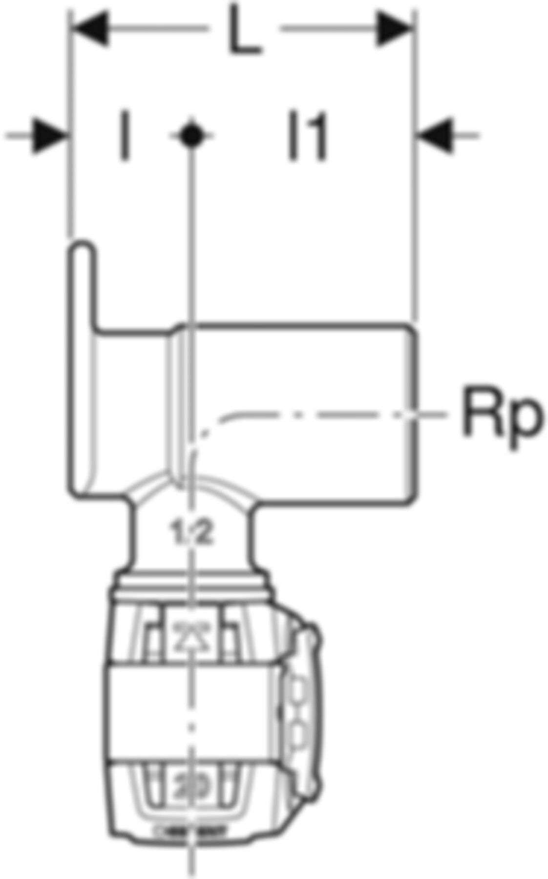 Eckanschlusswinkel 90° 20mm-1/2" L=53mm 620.921.00.1 - Geberit FlowFit-Rohre/Formstücke
