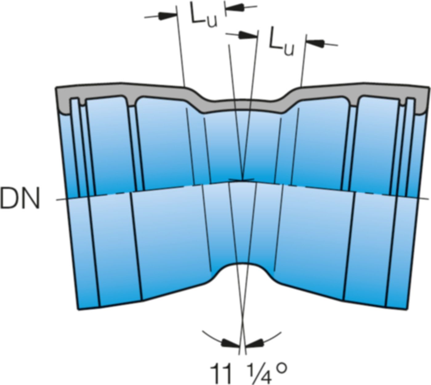 Muffe-Muffe-Bogen MMK 11° DN 400 - Frischhut Steckmuffenformstücke
