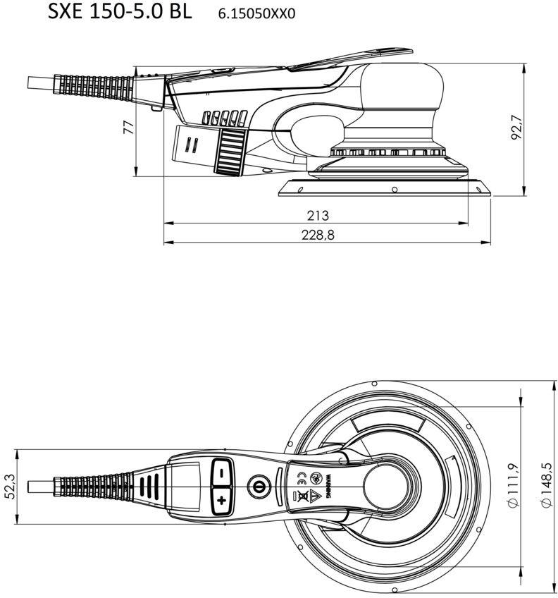 Exzenterschleifer SXE 150-5.0 BL Ø 150mm, 350W, 4000-10000/min, Schwingkreis 5mm - Metabo Elektrowerkzeuge
