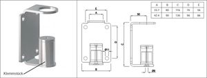 Pfostenhalter eckige Form 33.7 mm geschliffen 1.4301 - INOXTECH-Handlauf-/Geländer-System