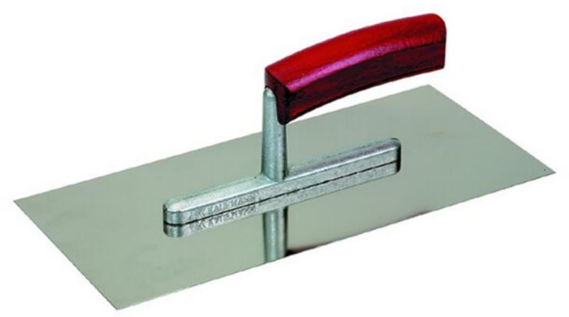 Glättekelle, INOX, nietenlos L= 280mm, B= 130mm, mit gebogenem Heft - Bauwerkzeuge
