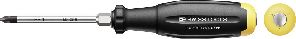 PB Schraubenzieher, SwissGrip Evo, Phillips PH , D PB 38190 , Gr. 1 , L=80mm - Schraubenzieher
