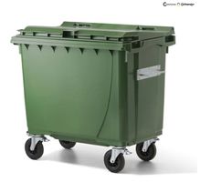 Grosscontainer aus Polyethylen 770l, grün, mit Fussbremse - Container