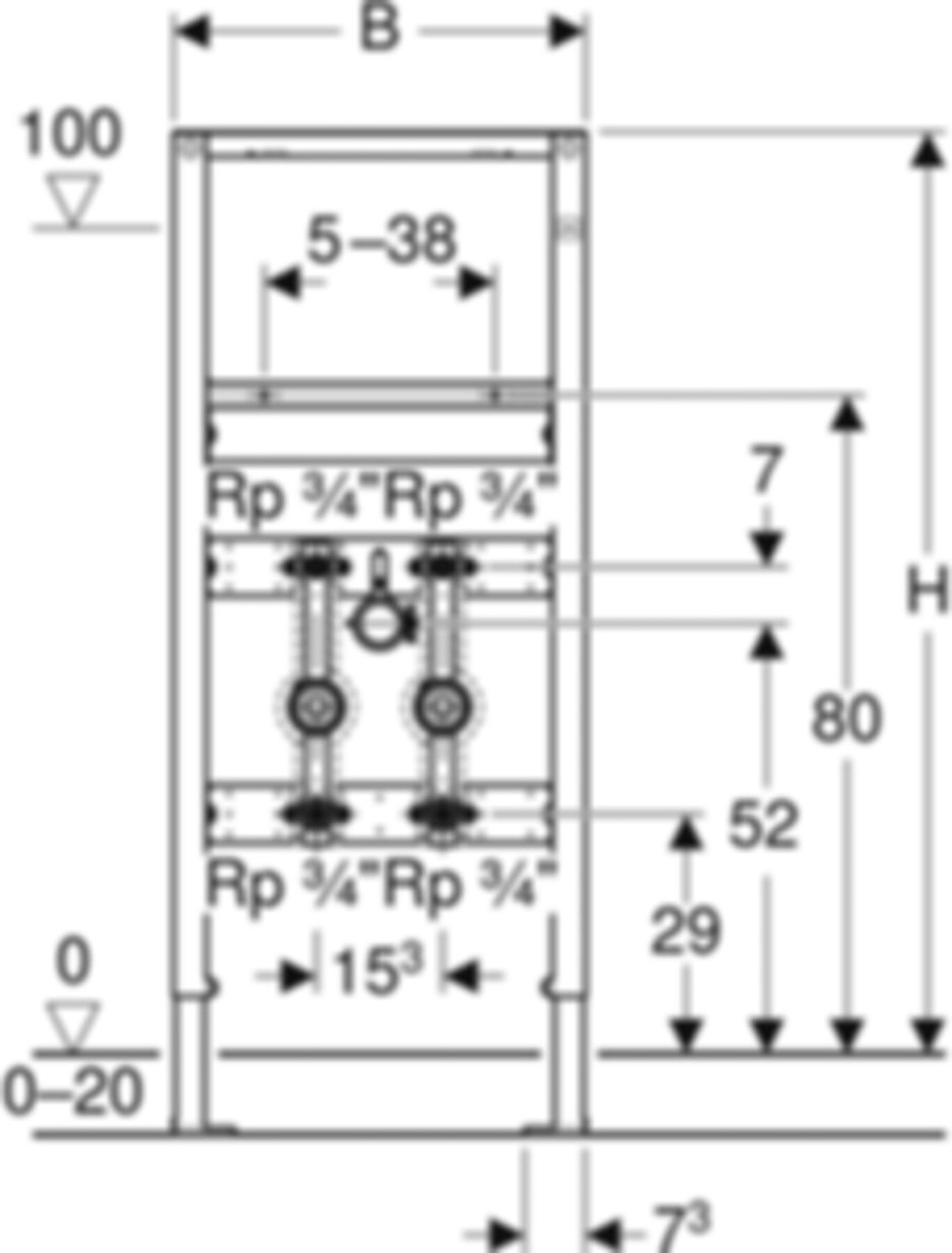 Element für Waschtisch 111.570.00.2 Typ 112, Standarmatur, Wasserzählerstr. - Geberit-Duofix