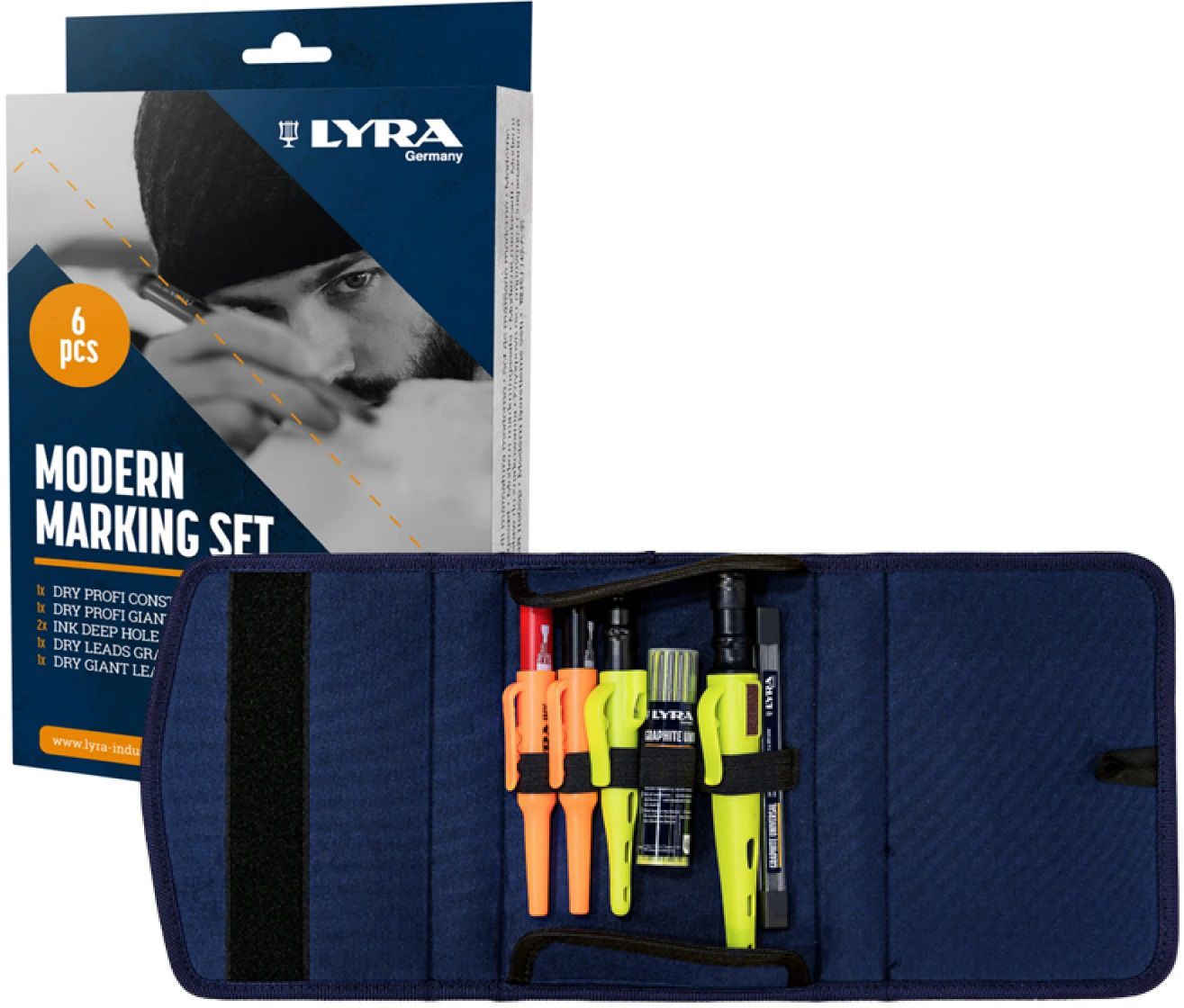 LYRA Modern Marking Set 6 tlg. 4 Stk Marker und Ersatzminen, In Tasche - Auszeichnen