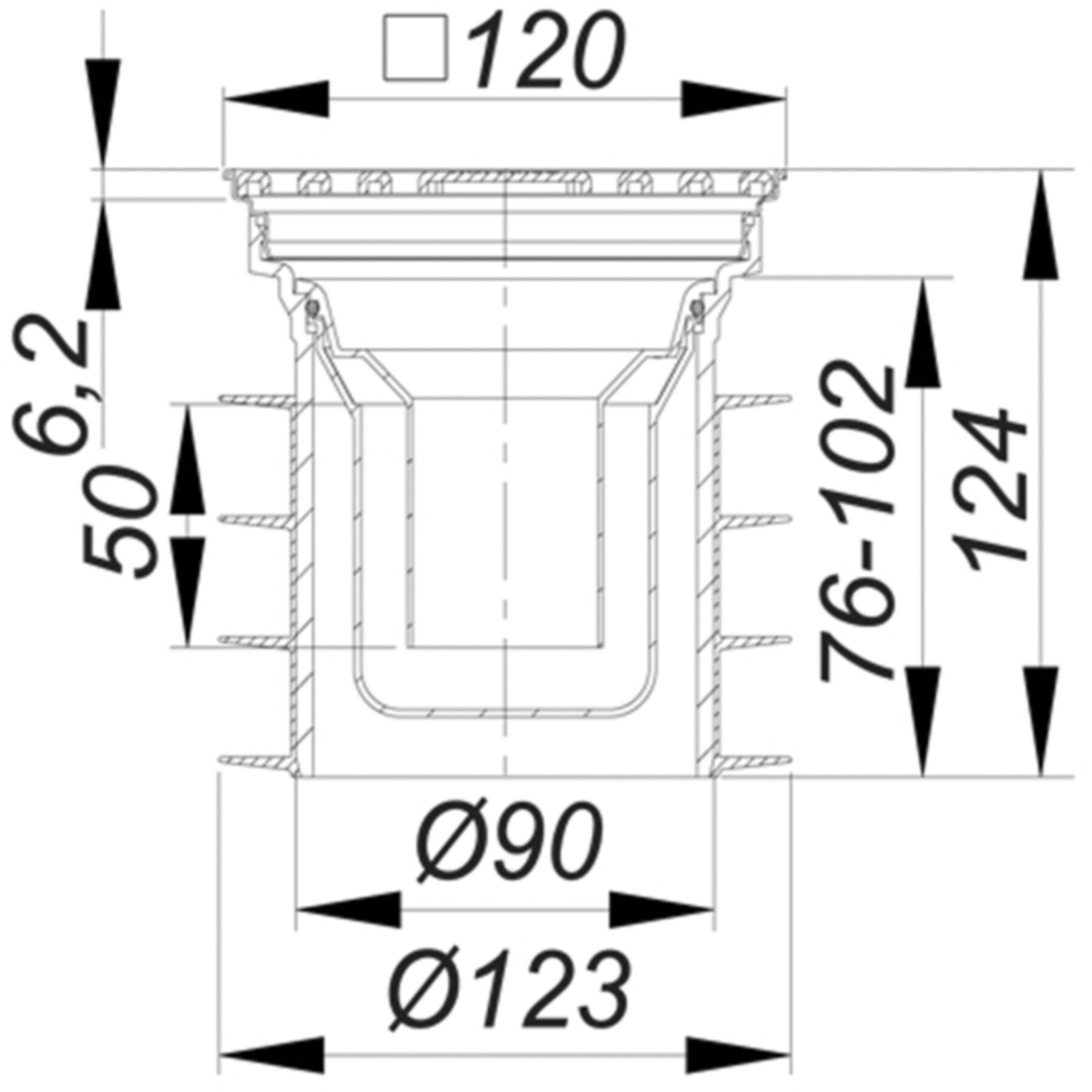 Bodenablauf Pronto mit Edelstahl-Rost begehbar 300 Kg DN 100 CNS 3-700063 - SCHACO Entwässerungstechnik