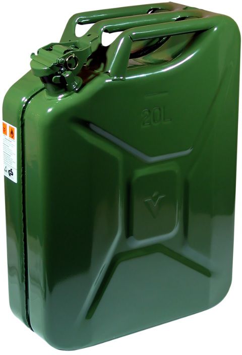 Benzinkanister, Armee-Modell 20L, Stahlblech, grün lackiert - Reinigung