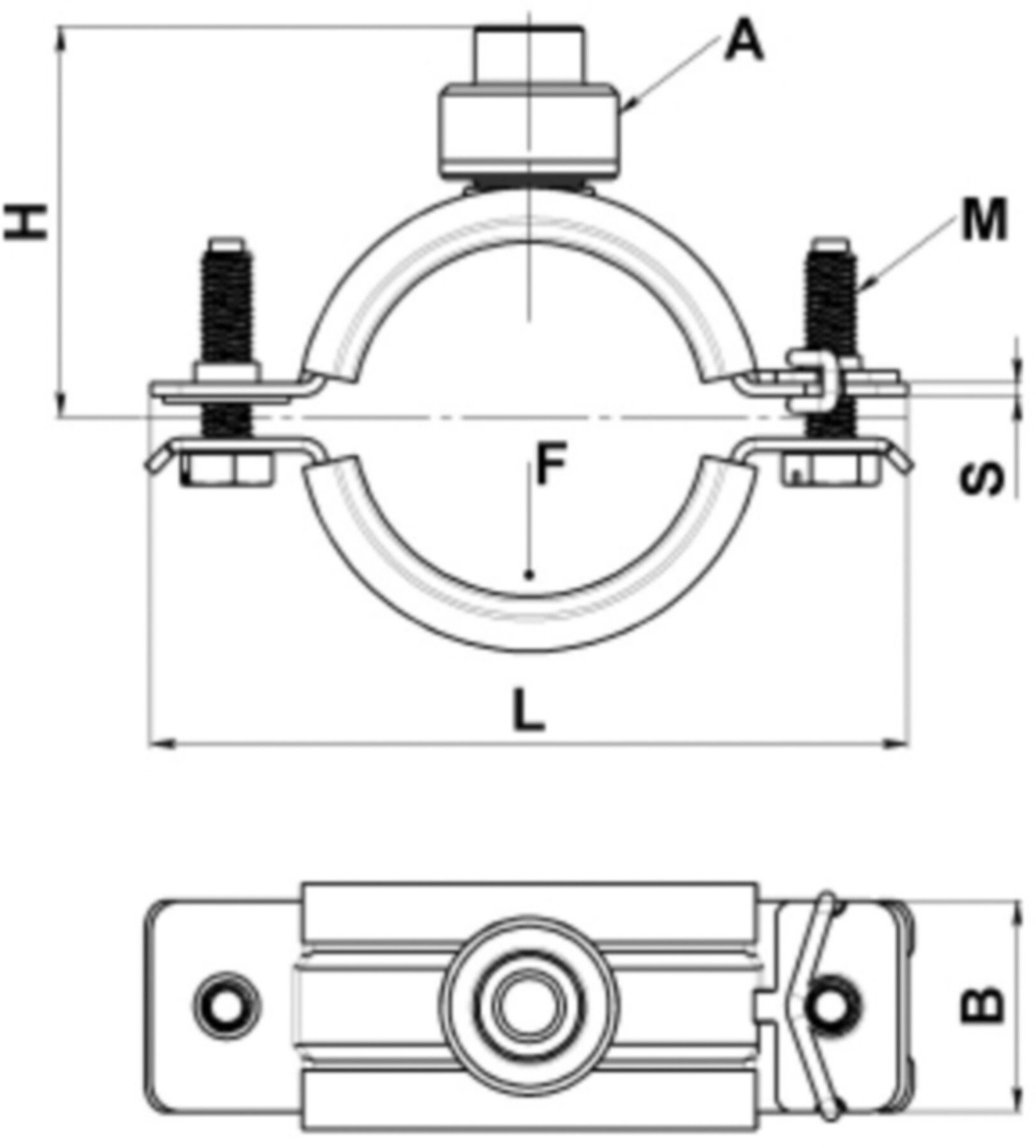 Universalrohrsch. m/Gummi 11/4" 38-43mm ohne Muffe, M8/M10/1/2" 50.505 - Schänis-Rohrschellen
