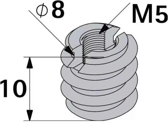 Hettich Eindreh-Muffe Stahlguss, Bohrloch D = 8mm, M5 x 10mm, à 8 Stk - Diverse Möbelbeschläge und Zubehör