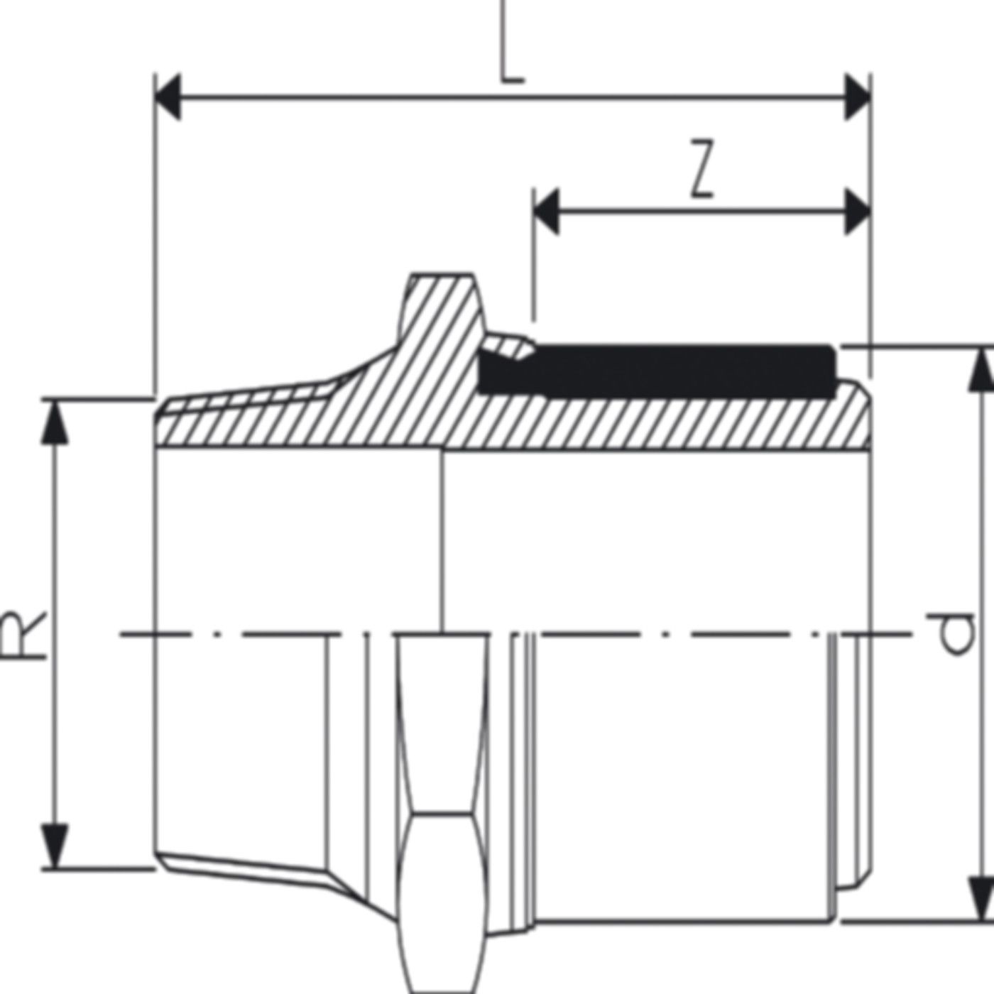 ELGEF Übergangsadapter Stahl mit AG d 63mm - 2" 724 920 711 - ELGEF Plus Elektroschweissfittinge