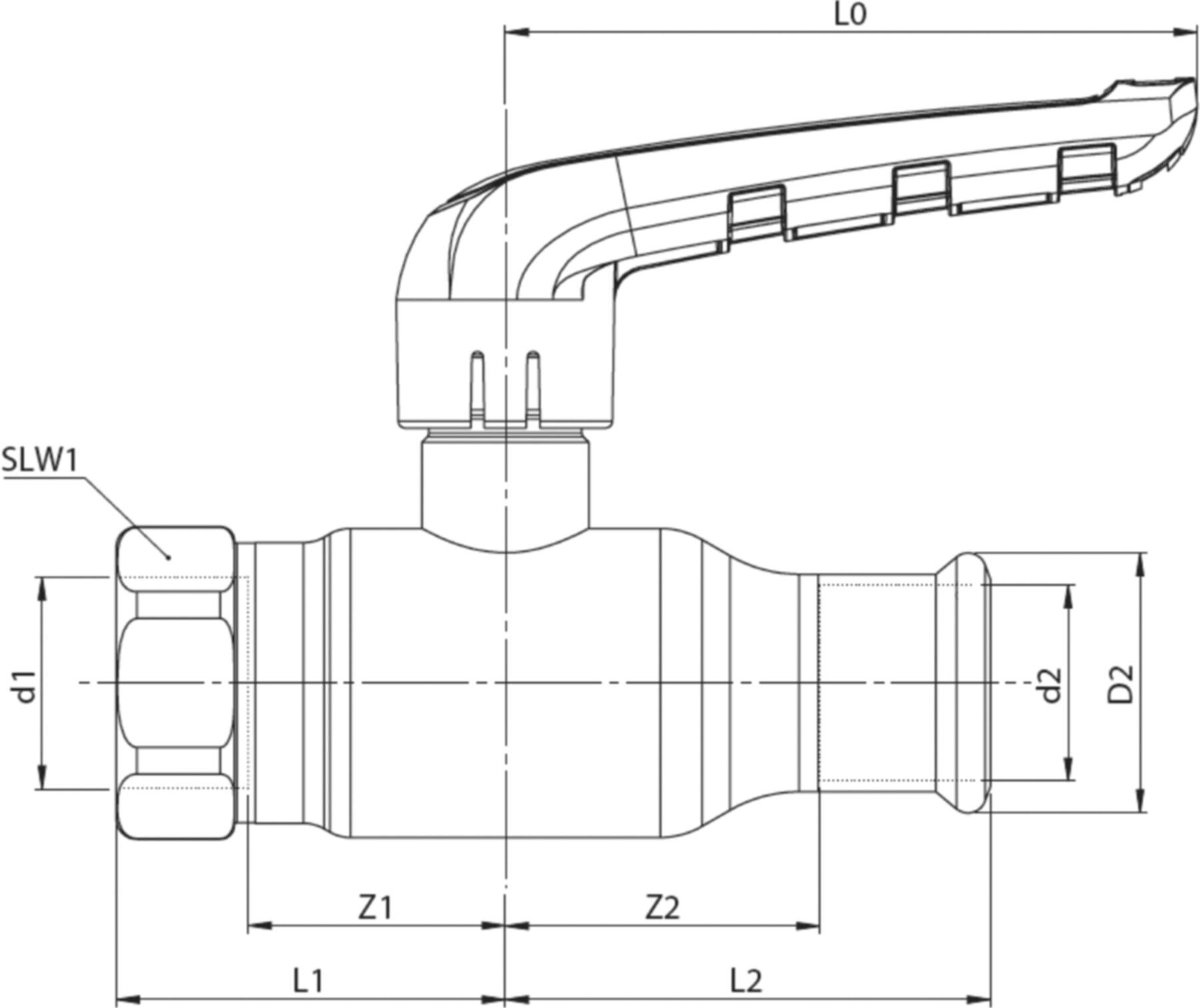 Press-Kugelhahnen kurze Spindel Fullflow BF210001 DN 20 / 22mm - Ballofix/Broen-Armaturen