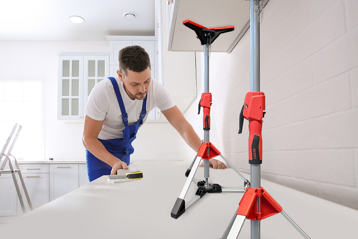 BESSEY Deckenstütze STE90 57.5cm- 91cm, Tragkraft bis 350kg mit Pumpgriff - Bauwerkzeuge