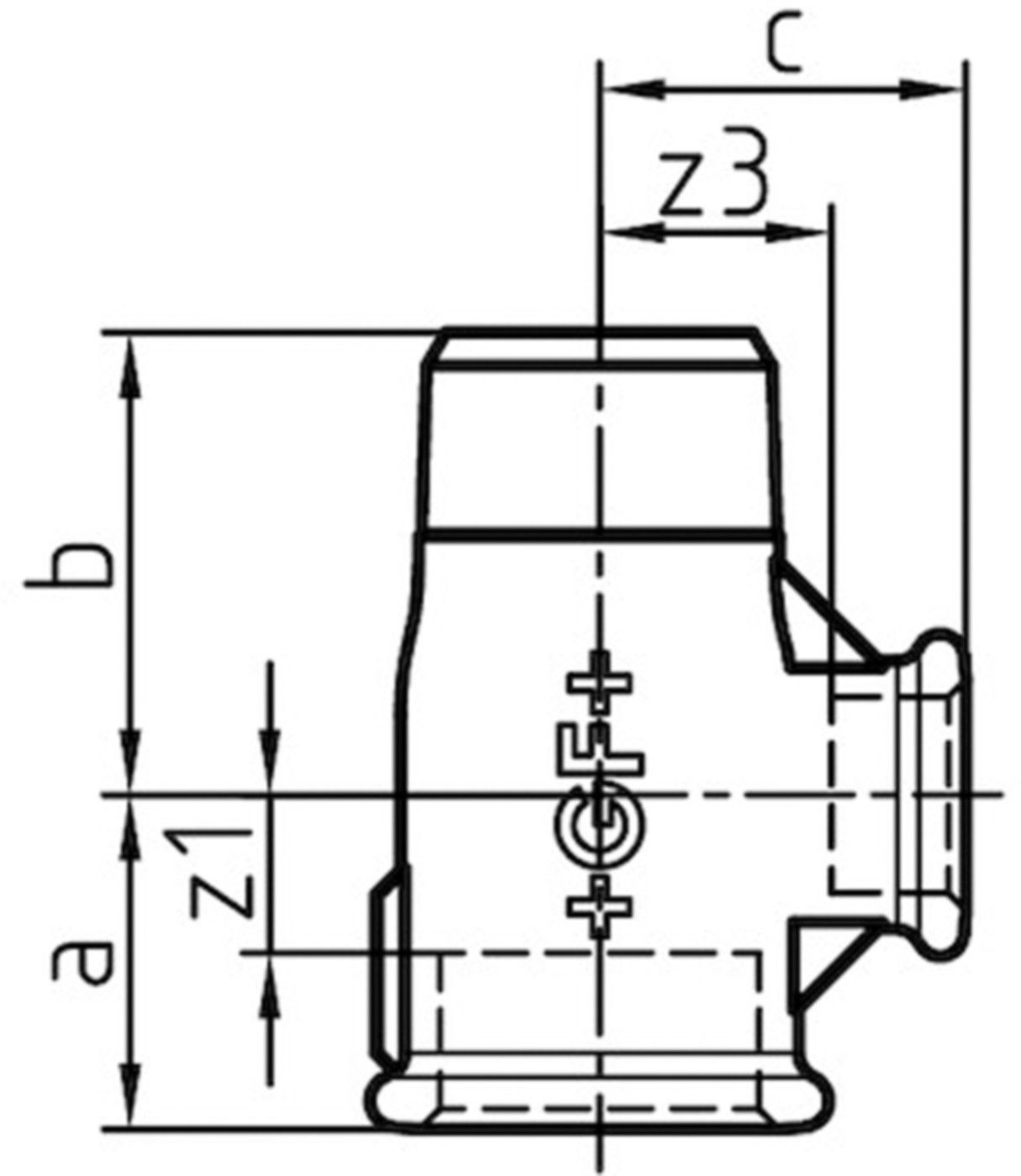 T-Stück red. 134 V 1/2"- 1/4"- 1/2" 770 134 216 - GF verz. Tempergussfittings
