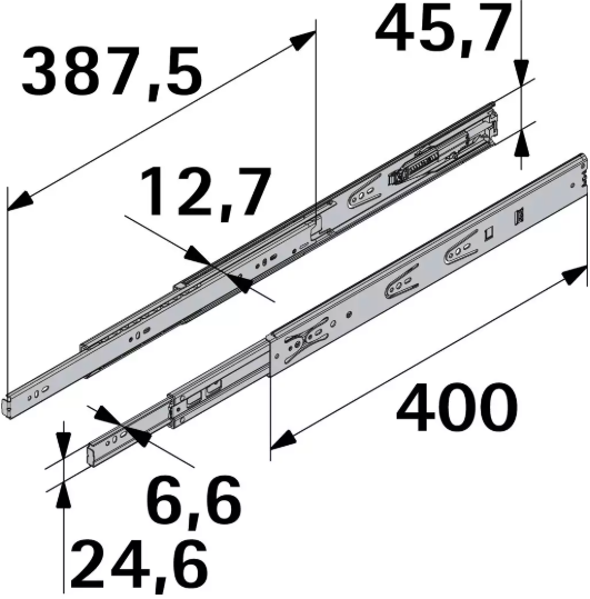 Hettich Kugelpräzisionsvollauszug KA 4532, 400mm, Silent System mit Dämpfer, à 2 Stk - Diverse Möbelbeschläge und Zubehör