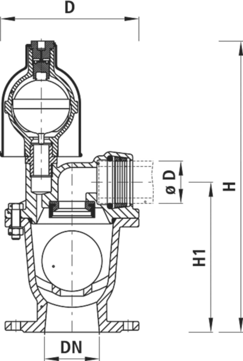 Be-/Entlüftungsventil 9830 1 - 16 bar DN 100 - Hawle Armaturen