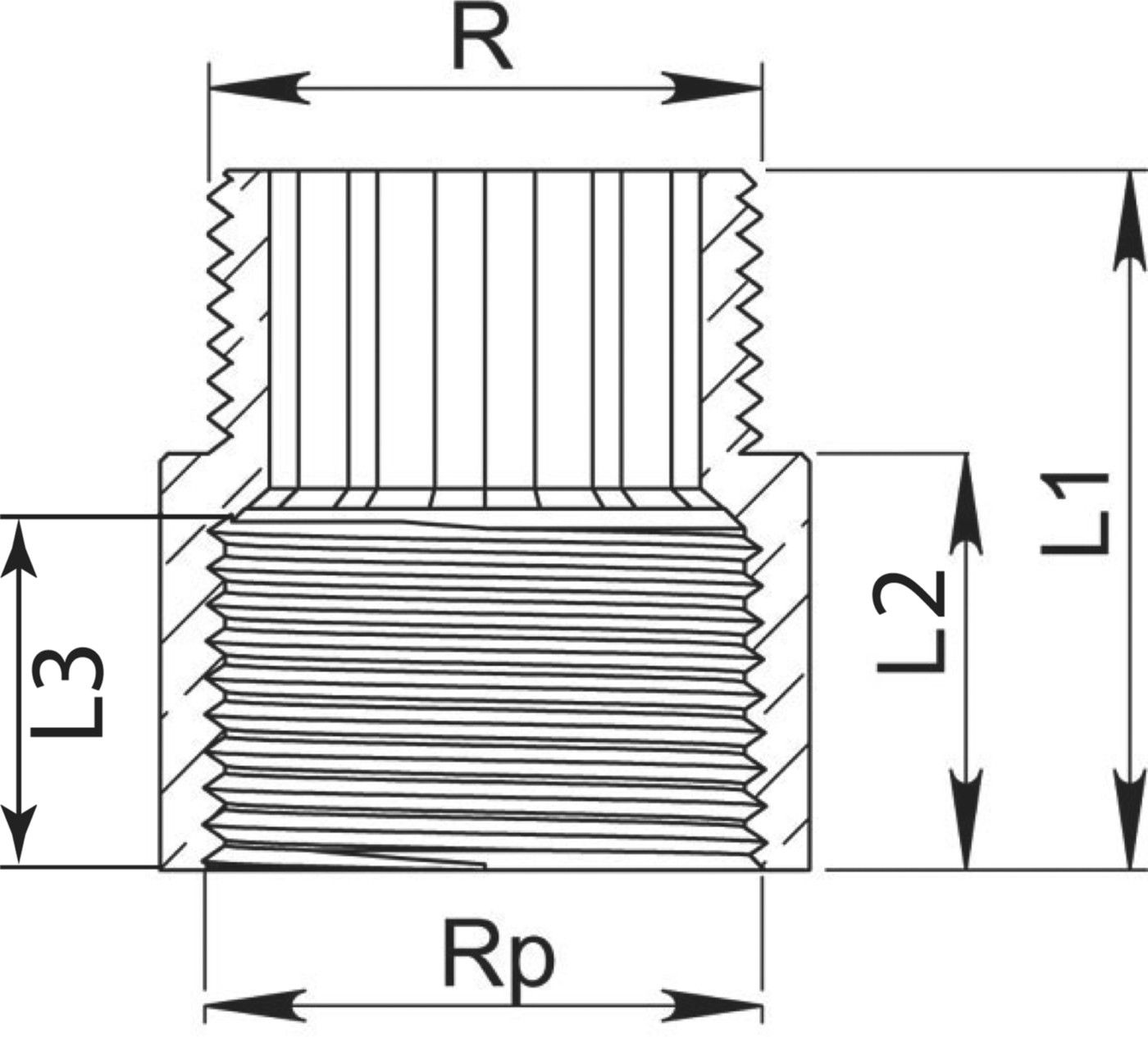 Rotguss-Verlängerung 8525 1/2"- 20 mm - Rotguss-Gewindefittings