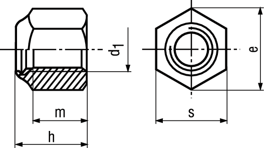 Sich-Mu hohe Form St 8 vzb BN164 DIN982 M6 - Bossard Schrauben