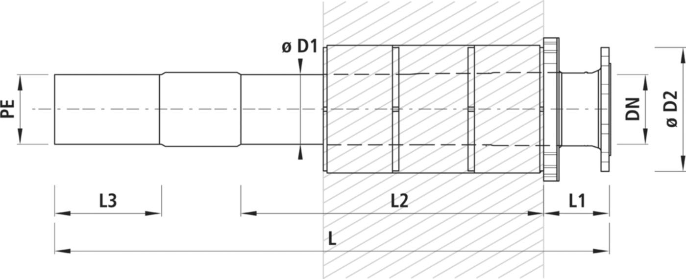 Mauerdurchführung FL-PE für GAS 6858 d 110mm - DN 100 - Hawle Hausanschluss- und Anbohrarmaturen