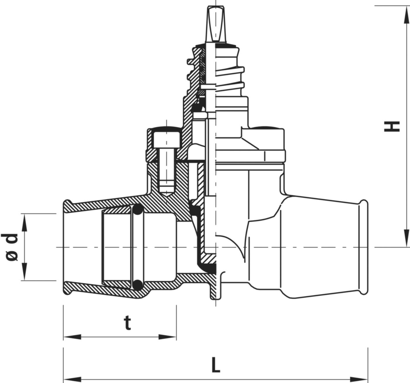 Schieber mit PE-Steckmuffen 2600 d 32mm - Hawle Hausanschluss- und Anbohrarmaturen