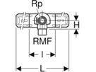Anschlusswinkel 90° einfach 1/2"- MF1/2" abgesetzt, mit Aussengewinde 632.851.00.2 - Geberit-Push Fit-Formstücke