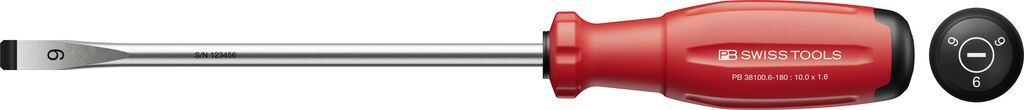 PB Schraubenzieher, SwissGrip Evo, Schlitz PB 38100,  Gr. 6, L=180mm - Schraubenzieher