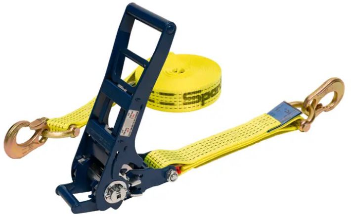 SPANSET Zurrgurte gelb, 2tlg. mit ERGO-ABS-Ratsche L=8m, B=50mm, 5000daN, 100% PES, Karabinerhaken - Hebewerkzeuge