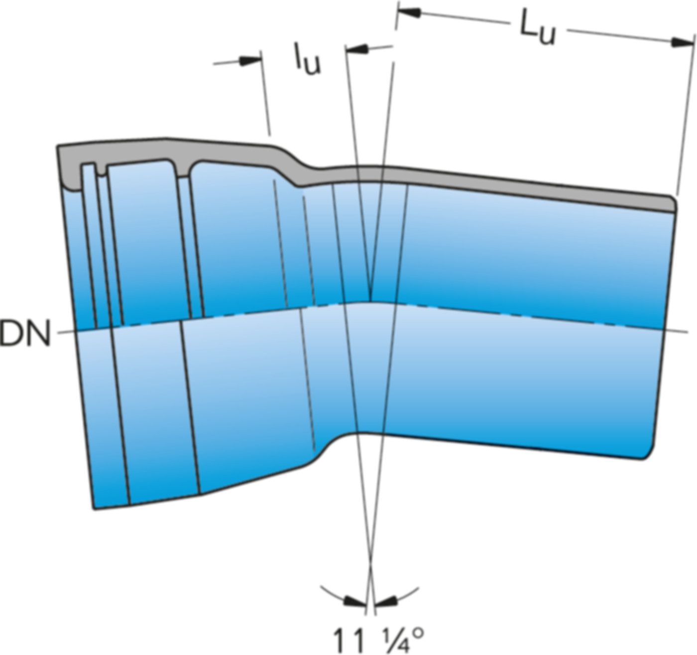 1-Muffe-Bogen MK 11° DN 100 - Frischhut Steckmuffenformstücke