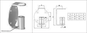 Pfostenhalter runde Form 33.7 mm geschliffen 1.4301 - INOXTECH-Handlauf-/Geländer-System