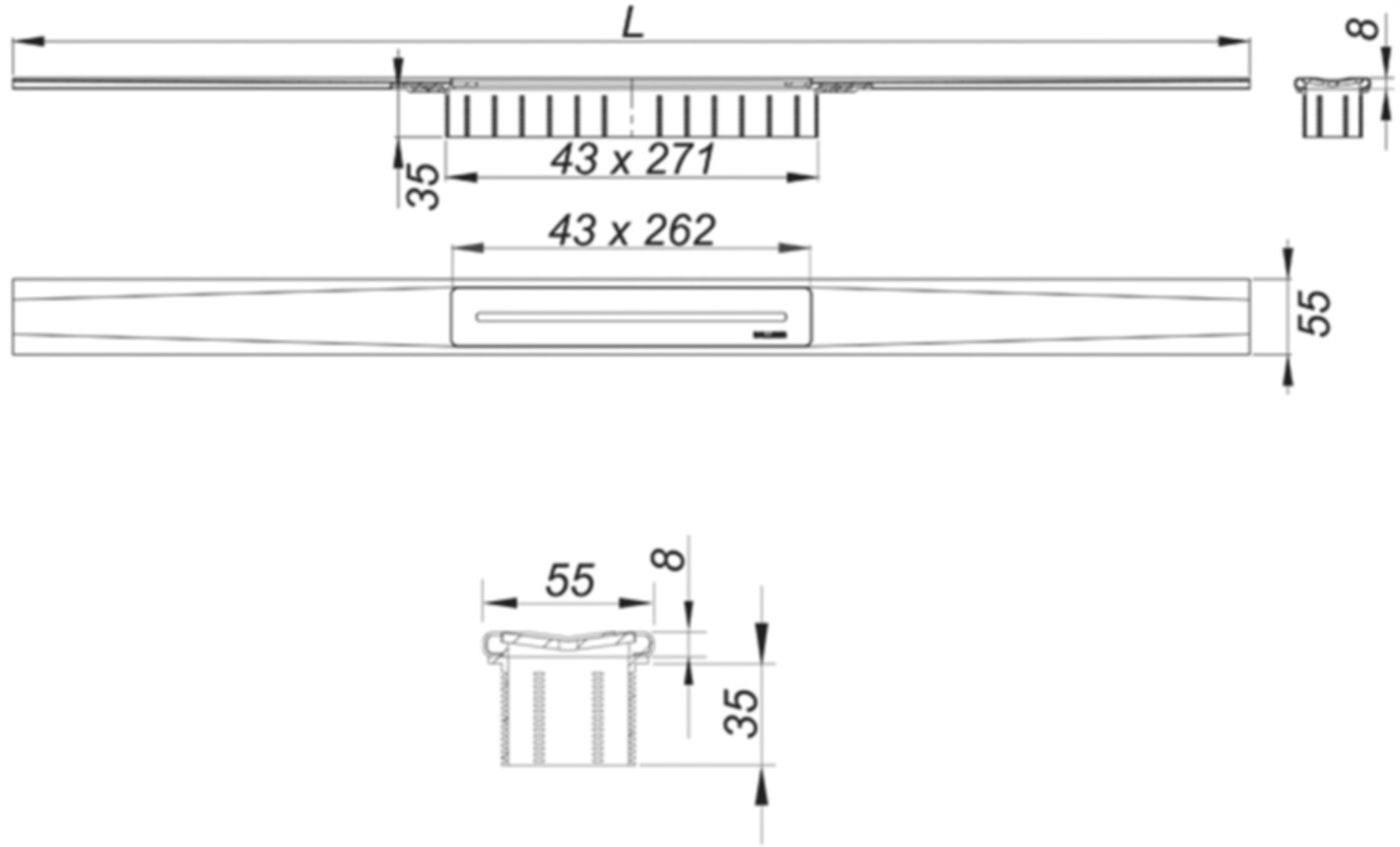Duschrinnen CeraFloor Pure 1200mm 5-538222 Edelstahl matt, Einbau an Wand oder in Fläche - SCHACO Entwässerungstechnik