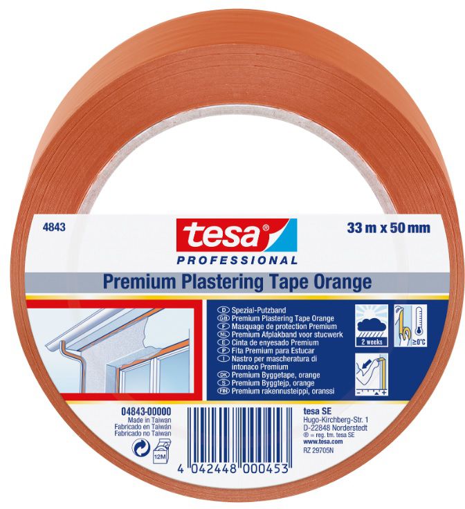 TESA Putzband Winter, orange, Profi B= 50mm, L= 33m, 4843 - Kleben