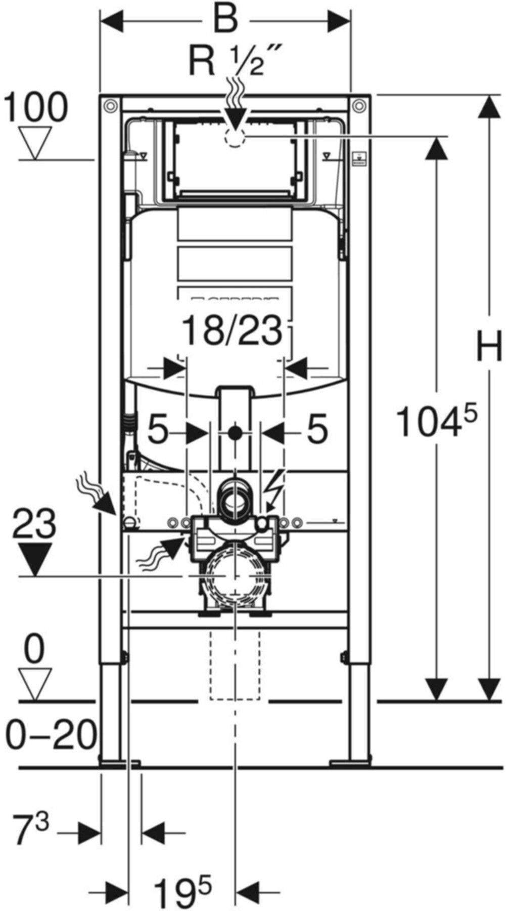 Wand-WC-Element Sigma 111.919.00.6 Typ 112 Elektro-und Kommunikationsanschl. - Geberit-Duofix